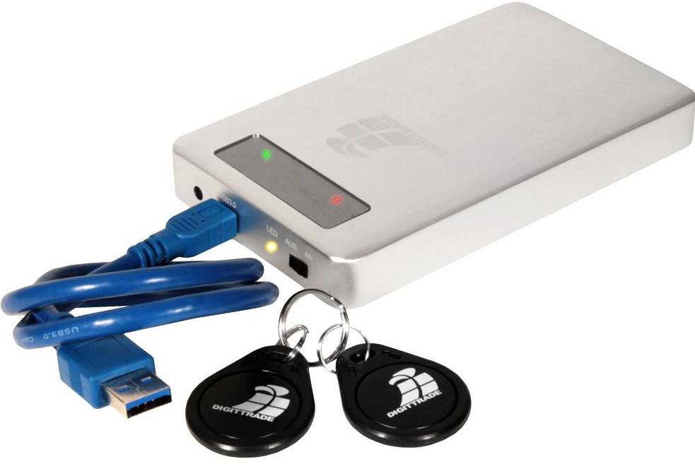 Hardwareverschlüsselte Festplatte Digittrade RS256 mit RFID-Zugriffsschutz