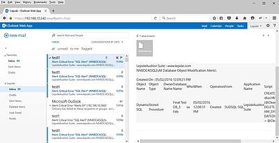 Change-Auditing Lepide Auditor SQL Server Alarm Screenshot