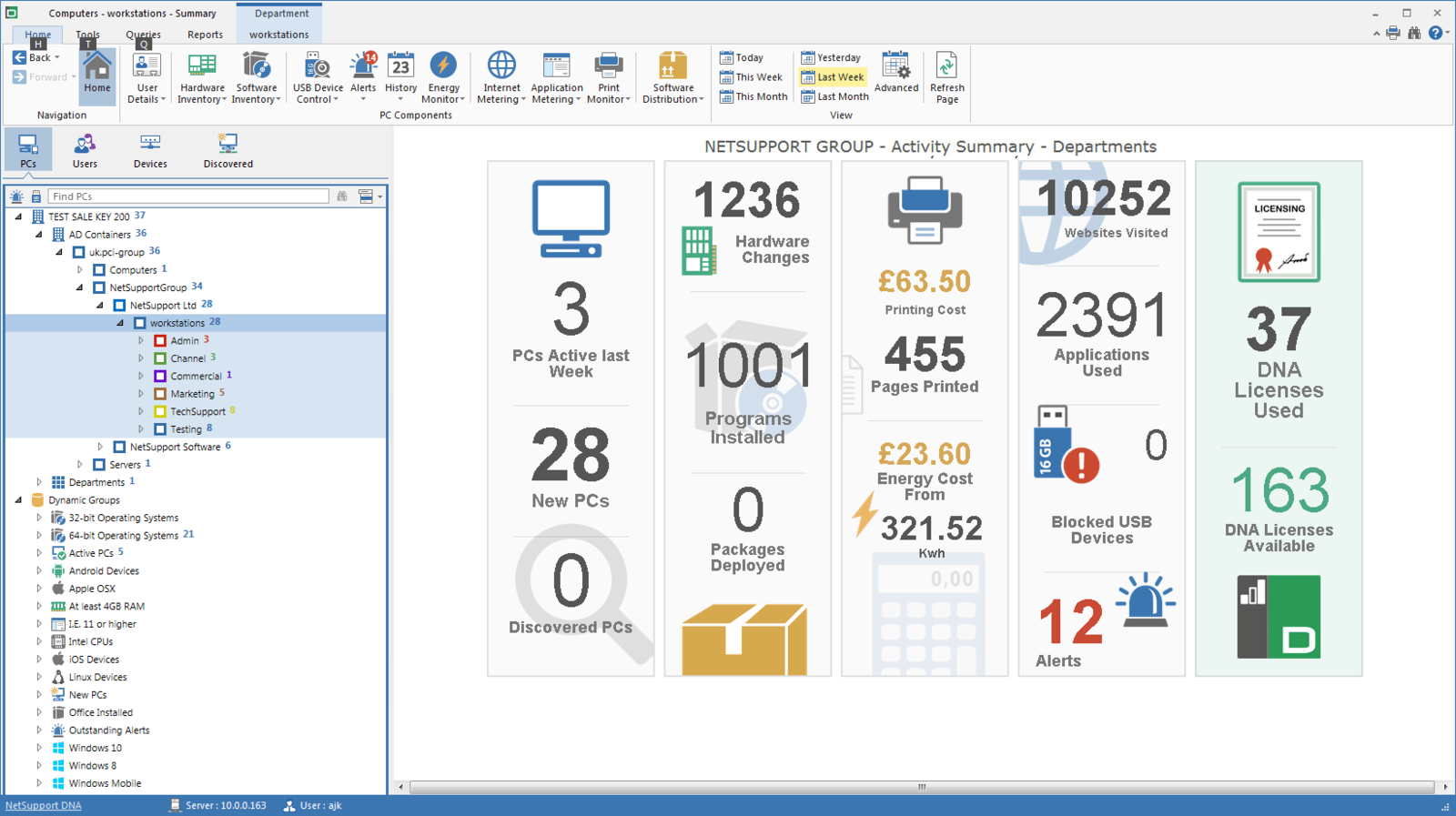 Zentraler IT-Asset-Management Überblick in NetSupport DNA 