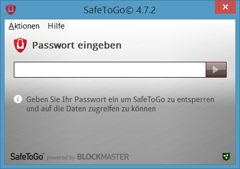 Hardwareverschlüsselter USB-Stick: GUI für Passworteingabe