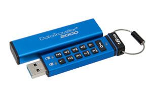 Kingston DT 2000 hardwareverschlüsselter USB-Stick mit PIN-Tastatur