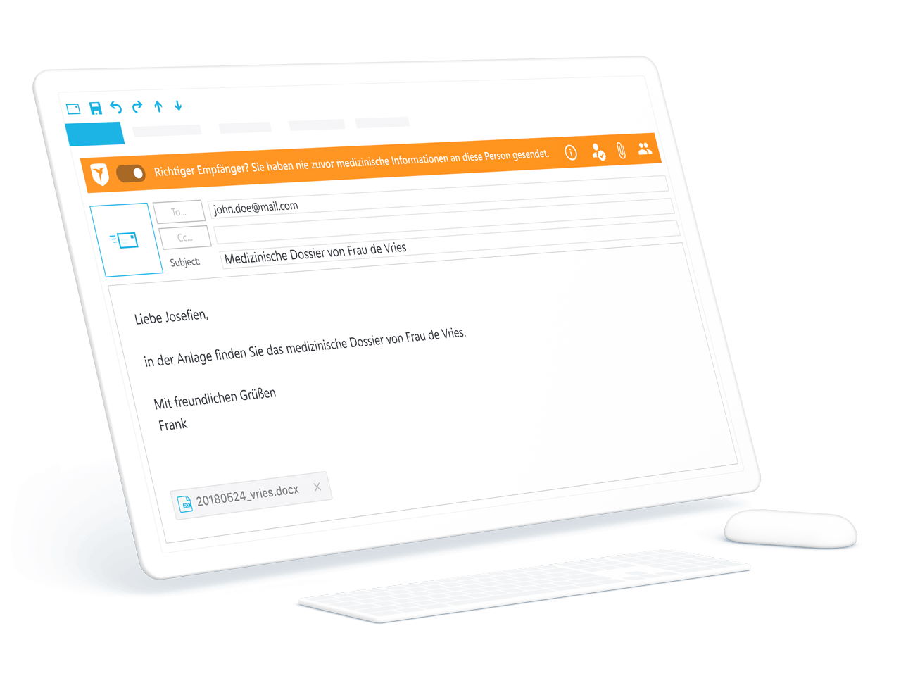 Warnung vor neuem Empfänger bei ZIVVER